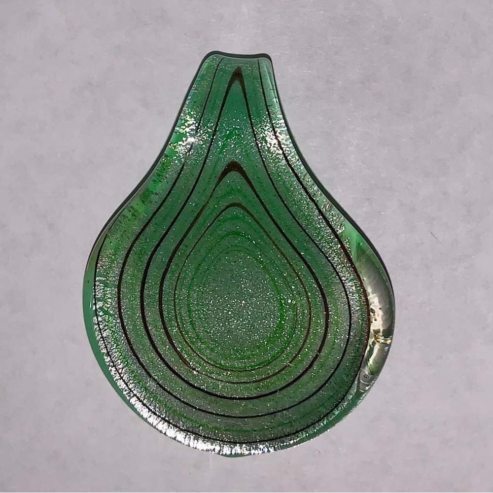 Handmade Glass Pendant - Green  and Silver Design.